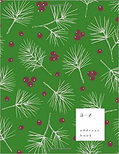 okumak A-Z Address Book: 8.5 x 11 Large Notebook for Contact and Birthday | Journal with Alphabet Index | Pine Tree Berry Design | Green