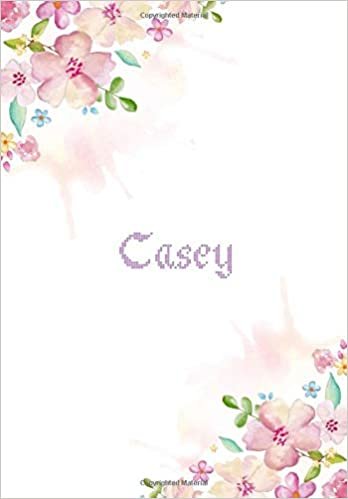 okumak Casey: 7x10 inches 110 Lined Pages 55 Sheet Floral Blossom Design for Woman, girl, school, college with Lettering Name,Casey