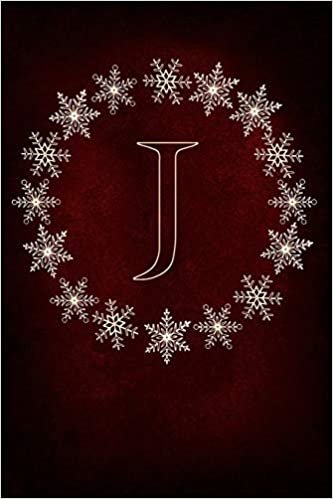 okumak J: Monogram Initial Notebook Journal with Magical Snowflake Red Cover