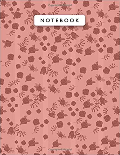 okumak Notebook Fire Opal Color Mini Vintage Rose Flowers Lines Patterns Cover Lined Journal: 110 Pages, Planning, A4, 8.5 x 11 inch, Wedding, College, Journal, Work List, 21.59 x 27.94 cm, Monthly
