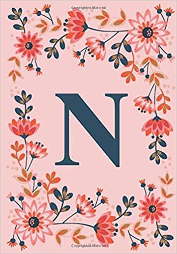okumak N: Pink Personalized Floral Initial N Monogram Composition Notebook for Girls and Women - 110 Lined Pages (55 Sheets) - 6.69&quot;x9.61&quot;