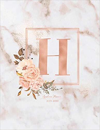 okumak Academic Planner 2019-2020: Pink Marble Gold Monogram Letter H with Flowers Academic Planner July 2019 - June 2020 for Students, Moms and Teachers (School and College)