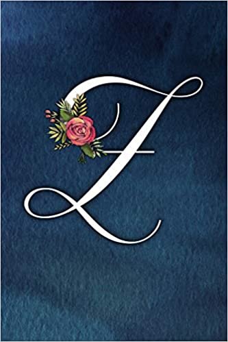 okumak Z: Letter Z Journal, Floral Letter on Blue Watercolor, Personalized Notebook Monogram Initial, 6 x 9