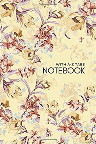 okumak Notebook with A-Z Tabs: 4x6 Lined-Journal Organizer Mini with Alphabetical Section Printed | Elegant Floral Illustration Design Yellow