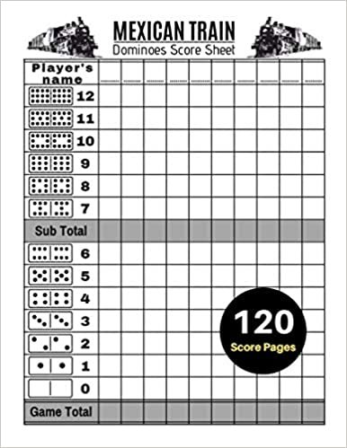 okumak Mexican Train Score Sheets: V.5 Mexican Train Dominoes Score Pad for Chickenfoot Dominos Game | Nice Obvious Text | Large Print 8.5*11 inch