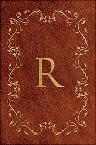 okumak R: Faux leather effect / look gold monogram. Personalized letter ruled journal notebook. Elegant traditional design suitable for all: men, women, ... pages in 6 x 9 matte finish, handy size.