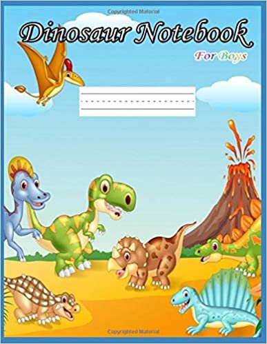 okumak Dinosaur Notebook For Boys: Primary Composition Books K-2 Dotted Notebook Journal