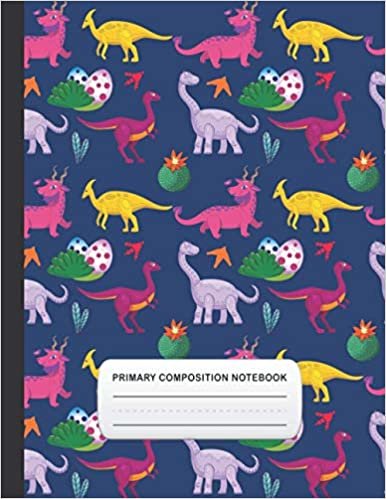 okumak Primary Composition Notebook: Draw and Write Journal Pretty Dinosaur Notebook Dotted Midline and Drawing Space | School Exercise Composition Notebook for Early Childhood to Kindergarten