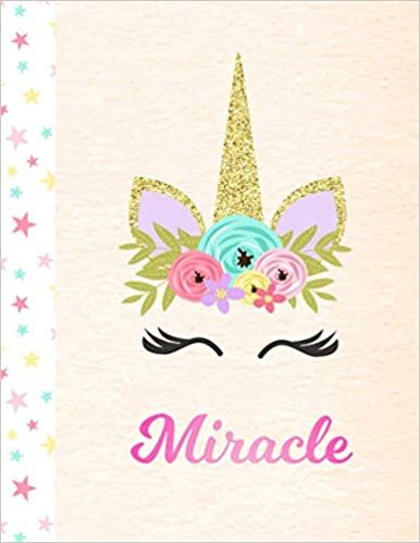 okumak Miracle: Unicorn Personalized Custom Sketchbook Drawing Paper for Girls with Pink First Name - 8.5 x 11 - 100 Pages - Sketch, Learn, Doodle &amp; Create Art!