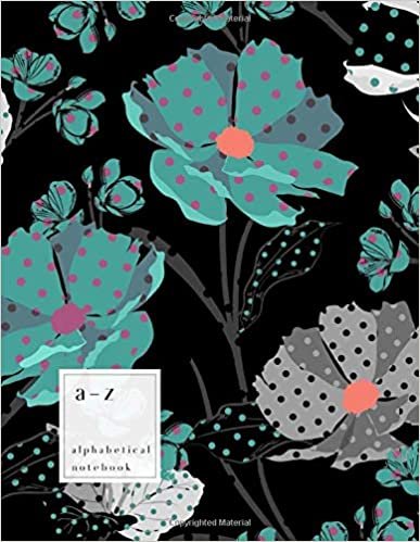 okumak A-Z Alphabetical Notebook: 8.5 x 11 Large Ruled-Journal with Alphabet Index | Polka Dot Wild Flower Cover Design | Black