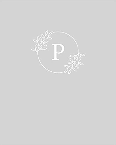 okumak P: 110 Dot-Grid Pages | Light Classic Grey Monogram Journal and Notebook with a Simple Floral Design | Personalized Initial Letter Journal | Monogramed Composition Notebook
