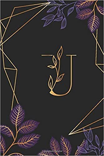 okumak U: Cute Personalized Lined Journal Black Background &amp; Flowers | Initial Monogram Alphabet Letter Ruled Notebook | Diary for Writing &amp; Note Taking for Girls &amp; Women (6 x 9 - 110 lined pages)