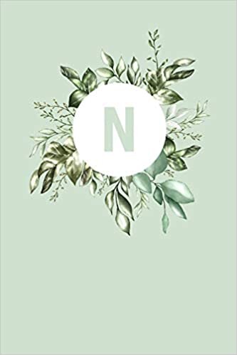 okumak N: 110 College Ruled Pages (6 x 9) | Light Green Monogram Journal and Notebook with a Simple Vintage Floral Green Leaves Design | Personalized ... | Pretty Monogramed Composition Notebook