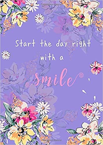 okumak Start The Day Right with A Smile: B6 Large Print Password Notebook with A-Z Tabs | Small Book Size | Colorful Painting Flower Design Blue-Violet