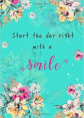 okumak Start The Day Right with A Smile: B6 Large Print Password Notebook with A-Z Tabs | Small Book Size | Colorful Painting Flower Design Turquoise