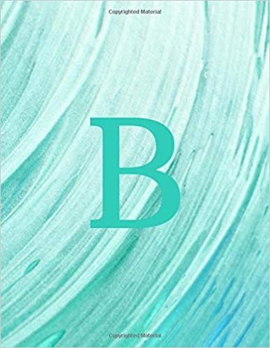 okumak B: Monogram Initial B Notebook for Women and Girls-Seafoam Blue Swirl-120 Pages 8.5 x 11