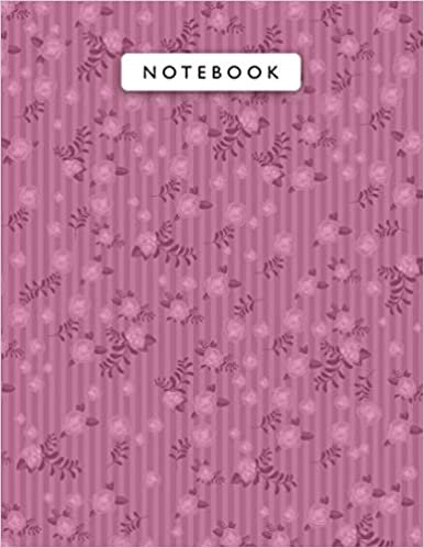 okumak Notebook Magenta (Pantone) Color Small Vintage Rose Flowers Mini Lines Patterns Cover Lined Journal: Monthly, Work List, 110 Pages, College, Wedding, ... 21.59 x 27.94 cm, Planning, A4, 8.5 x 11 inch
