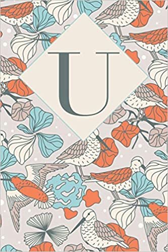 okumak U: Letter U Journal, Snipes With Foliage, Personalized Notebook Monogram Initial, 6 x 9