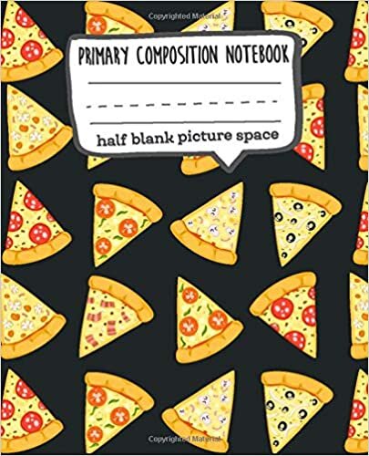 okumak Primary Composition Notebook: Draw and Write Journal With Picture Space and Dashed Midline Half Blank Story Paper Notebook For Grade K-2 Boys Girls Kids School Home - Pizza Pattern Design