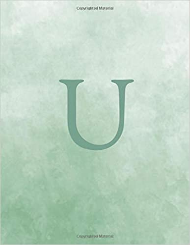 okumak U: Monogram Initial U Notebook for Women and Girls-Ombre Seafoam Green Watercolor-120 Pages 8.5 x 11