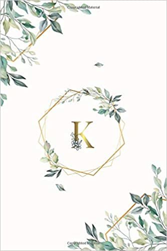 okumak K: Initial Monogram Alphabet Letter K, Cute Interior Leaves Decoration, Lined Notebook/Journal, 100 Pages, 6&quot;x9&quot;, Soft Cover, Matte Finish