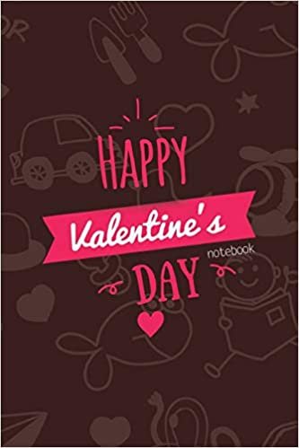 Happy Valentines Day Notebook, Blank Write-in Journal, Dotted Lines, Wide Ruled, Medium (A5) 6 x 9 In (Brown)