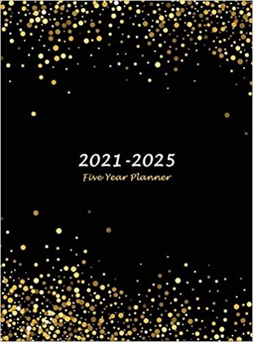 okumak 2021-2025 Five Year Planner: Large 60-Month Monthly Planner with Hardcover (Gold Confetti Glitter)
