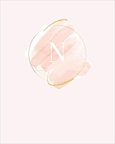 okumak N: 110 Dot-Grid Pages | Light Pink Monogram Journal and Notebook with a Simple Modern Watercolor Emblem | Personalized Initial Letter Journal | Monogramed Composition Notebook