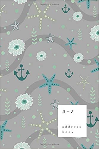 okumak A-Z Address Book: 6x9 Medium Notebook for Contact and Birthday | Journal with Alphabet Index | Starfish Ocean Stripe Cover Design | Gray