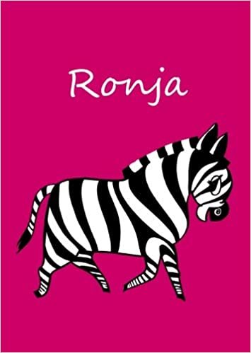 okumak personalisiertes Malbuch / Notizbuch / Tagebuch - Ronja: Zebra - A4 - blanko - pink