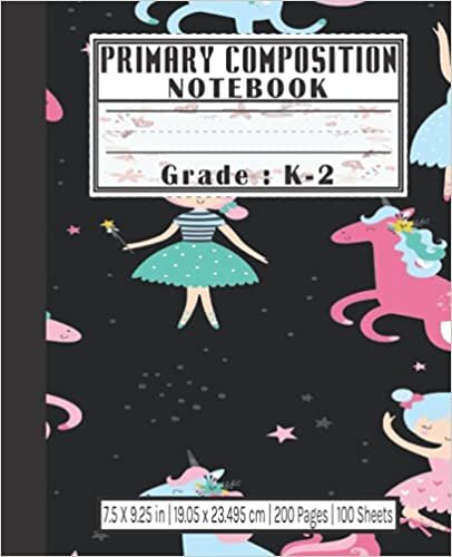 okumak Primary Composition Notebook K-2 Unicorn Theme: Half Ruled Primary Story Paper Journal (Top Half Blank Lines Bottom), 7.5 x 9.25, 200 Pages, 100 ... Picture Space 1/2 ruling, Dancing Ballet Girl