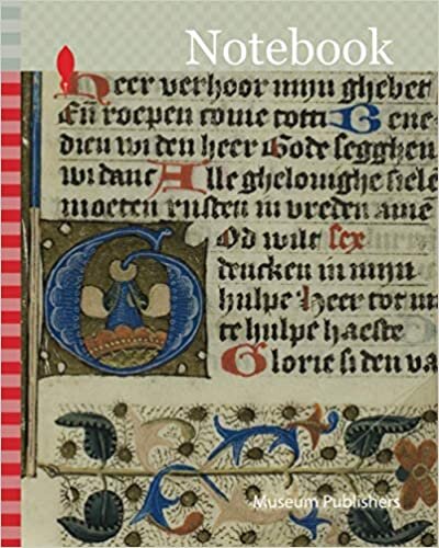 okumak Notebook: Illuminated Initial G from a Bible Historiale, 15th century, Dutch, Netherlands, Manuscript cutting in tempera and gold leaf, with Dutch ... and red inks, ruled in black, on parchment