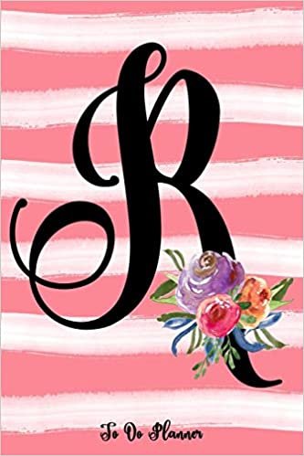 okumak Monogram R Notebook: Coral Pink Floral Watercolor 6x9 To Do Planner, 120 Page Checklist Personalized Journal For Women, Letter Initial Diary For Girls