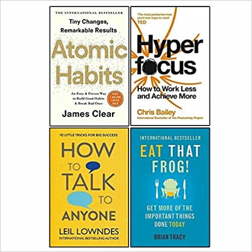 Atomic Habits, Hyperfocus, How to Talk to Anyone, Eat That Frog! 4 Books Collection Set