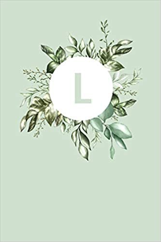 okumak L: 110 Sketch Pages (6 x 9) | Light Green Monogram Doodle Sketchbook with a Simple Vintage Floral Green Leaves Design | Personalized Initial Book for Women and Girls | Pretty Monogramed Sketchbook