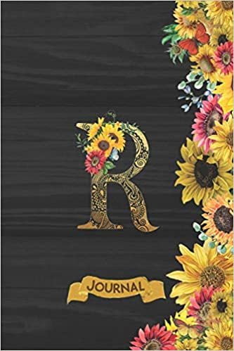 okumak R Journal: Spring Sunflowers Journal Monogram Initial R Lined and Dot Grid Notebook | Decorated Interior
