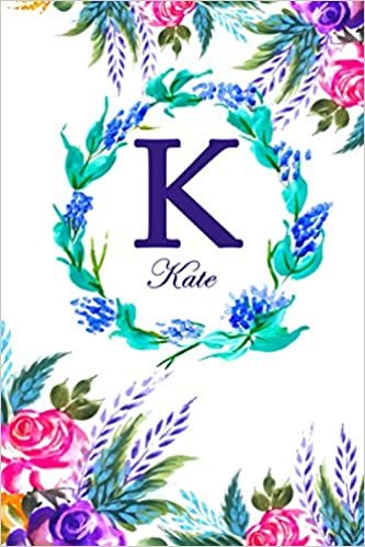 okumak K: Kate: Kate Monogrammed Personalised Custom Name Daily Planner / Organiser / To Do List - 6x9 - Letter K Monogram - White Floral Water Colour Theme