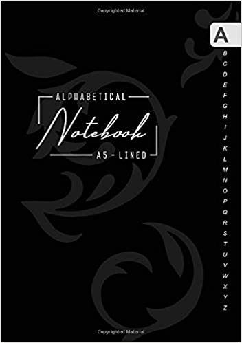 okumak Alphabetical Notebook A5: Medium Lined-Journal Organizer with A-Z Tabs Printed | Smart Baroque Design Black