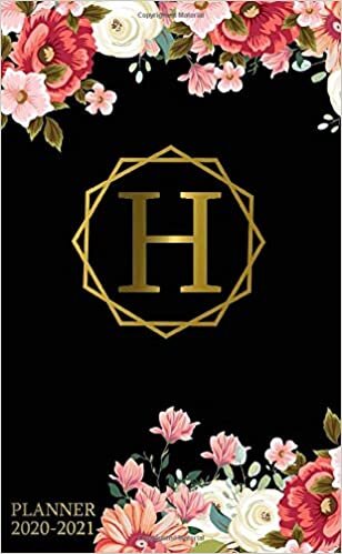 okumak 2020-2021 Planner: Initial Monogram Letter H Two-Year Monthly Pocket Agenda &amp; Organizer - Phone Book, Password Log &amp; Notes - Small 2 Year (24 Months) ... Calendar - Pretty Black Floral &amp; Gold Pattern