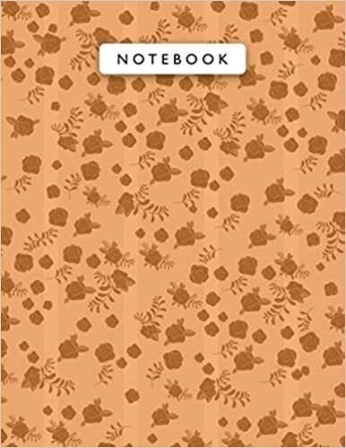 okumak Notebook Safety Orange Color Mini Vintage Rose Flowers Lines Patterns Cover Lined Journal: Journal, Wedding, 110 Pages, Planning, 8.5 x 11 inch, A4, Work List, College, 21.59 x 27.94 cm, Monthly