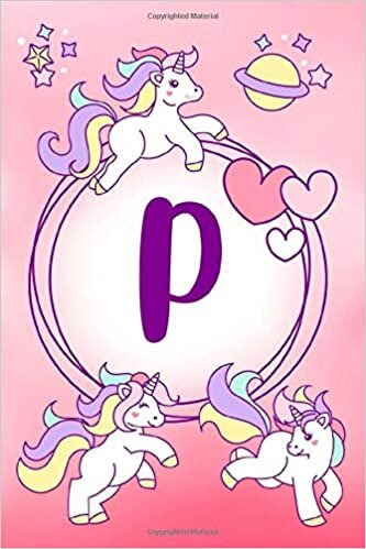 okumak P: Letter P Initial Monogram Notebook | Pink Unicorn Heart | 120 Pages 6x9 Lined
