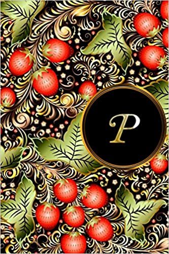 okumak P: Initial Monogram Lined Letter Notebook, Journal &amp; Diary for Writing &amp; Note Taking for Girls and Women - Gold and Floral