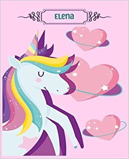 okumak Elena: Primary composition notebook grades k-2: Primary Composition Notebook with picture space | top half blank | Handwriting Practice Paper | ... for girls | 7.5x9.25 in 100 Pages | Unicorn