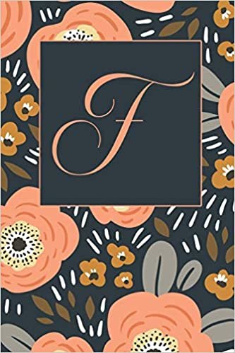 okumak F: Letter F Journal, Ditzy Flowers, Personalized Notebook Monogram Initial, 6 x 9