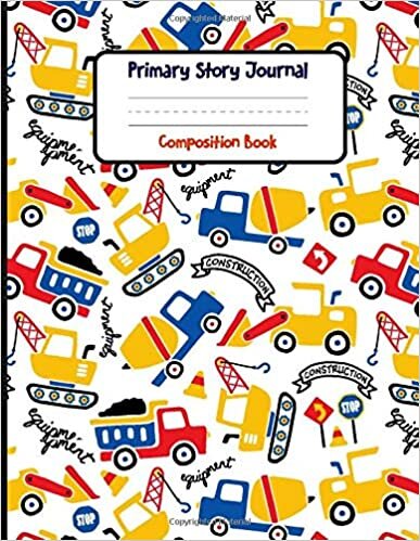 okumak Primary Story Journal Composition Book: Boys Trucks Dotted Midline and Picture Space | 100 Story Pages Grades K-2 School Exercise Book |
