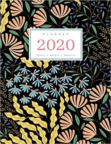 okumak Planner 2020 Hourly Weekly Monthly: 8.5 x 11 Large Notebook Organizer with Hourly Time Slots | Jan to Dec 2020 | Spring Flower Art Design Black