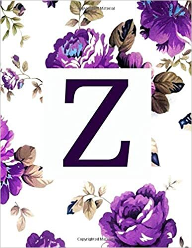 okumak Z: Monogram Initial Z Notebook for Women and Girls- Purple Flowers-120 Pages 8.5 x 11