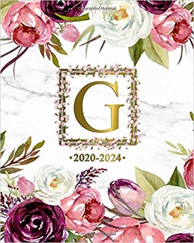 okumak 2020-2024: Pretty Floral Initial Monogram Letter G 5 Year Monthly Planner, Organizer and Agenda | Marble &amp; Gold Five-Year (60 Months Spread View) Calendar and Business Schedule Notebook.