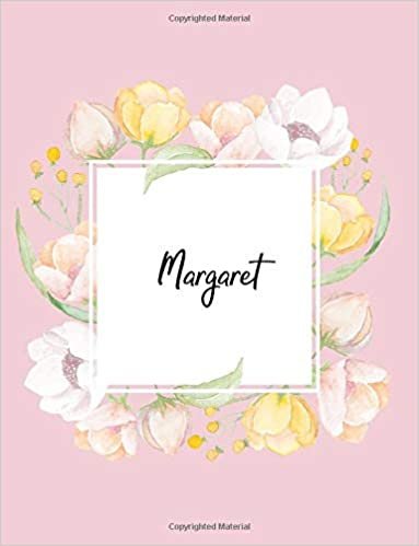 okumak Margaret: 110 Ruled Pages 55 Sheets 8.5x11 Inches Water Color Pink Blossom Design for Note / Journal / Composition with Lettering Name,Margaret