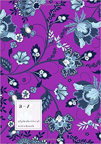 okumak A-Z Alphabetical Notebook: B5 Medium Ruled-Journal with Alphabet Index | Cute Jacobean Floral Leaf Cover Design | Purple